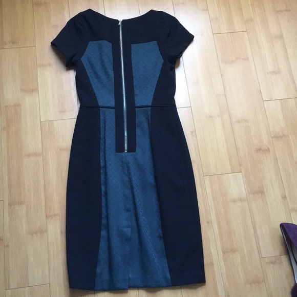 Black, forest green, gold zipper business dress - Picture 3 of 4